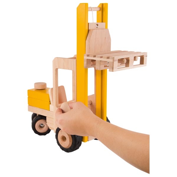 Goki carrello elevatore in legno giallo con pallet