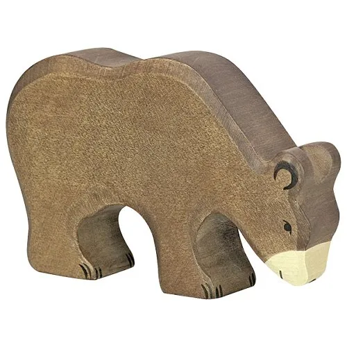 Holztiger orso bruno che mangia figura legno