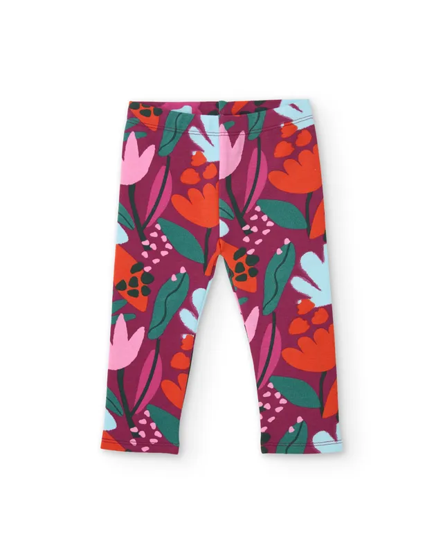 Tuc Tuc Leggings bambina bordeaux fiori pile