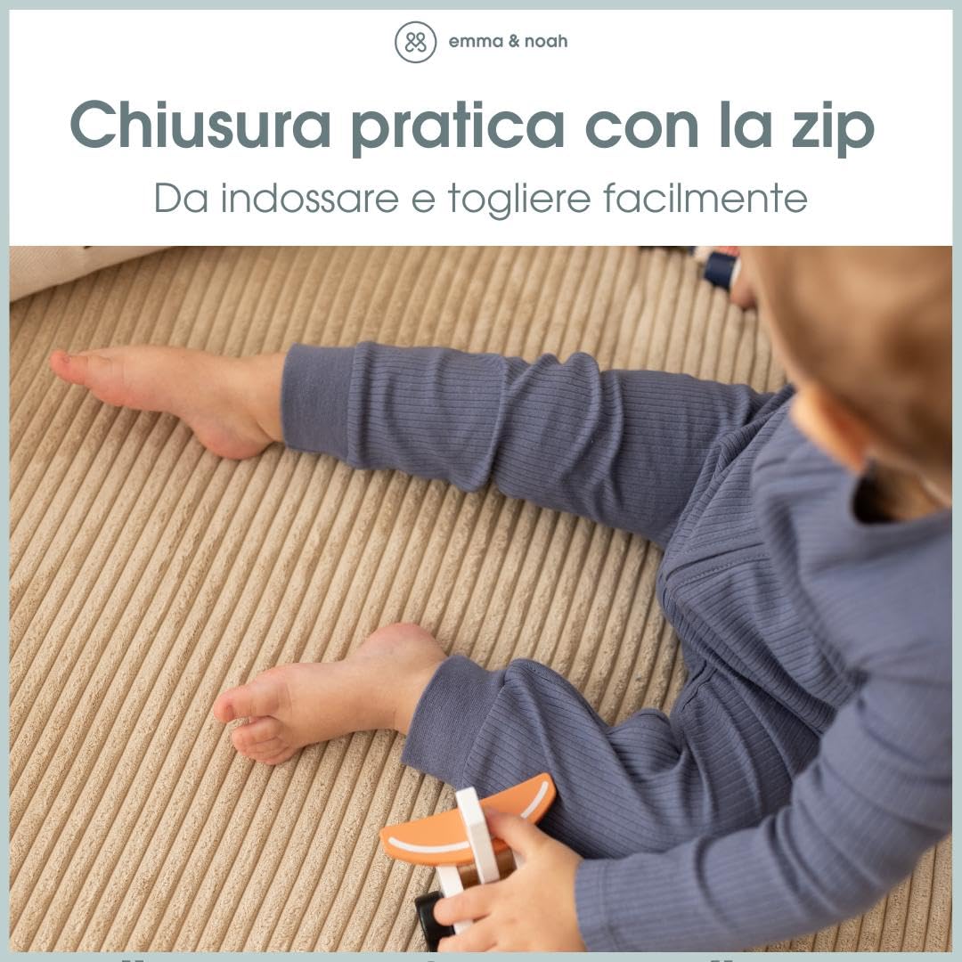 emma & noah pigiama neonato senza piedi grigio costine