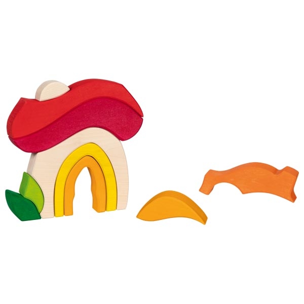 Goki Fungo rosso casa impilabile legno 19 cm