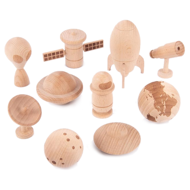 TickiT Space Adventure figure legno set 10 pezzi spazio