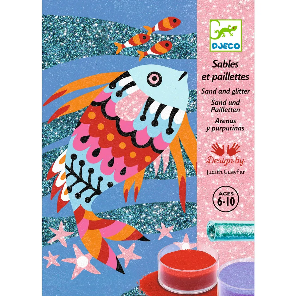 Djeco Fish Rainbows kit sabbia colorata 4 disegni dai 5 anni