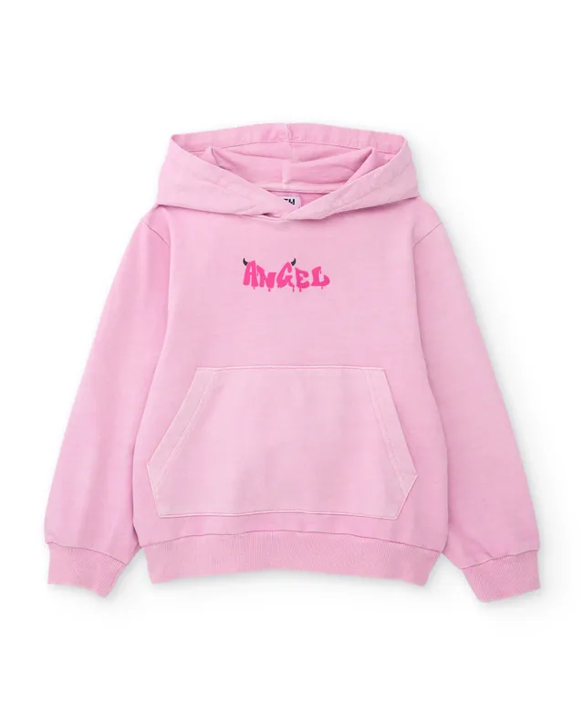 Tuc tuc felpa bambina rosa con cappuccio e tasca