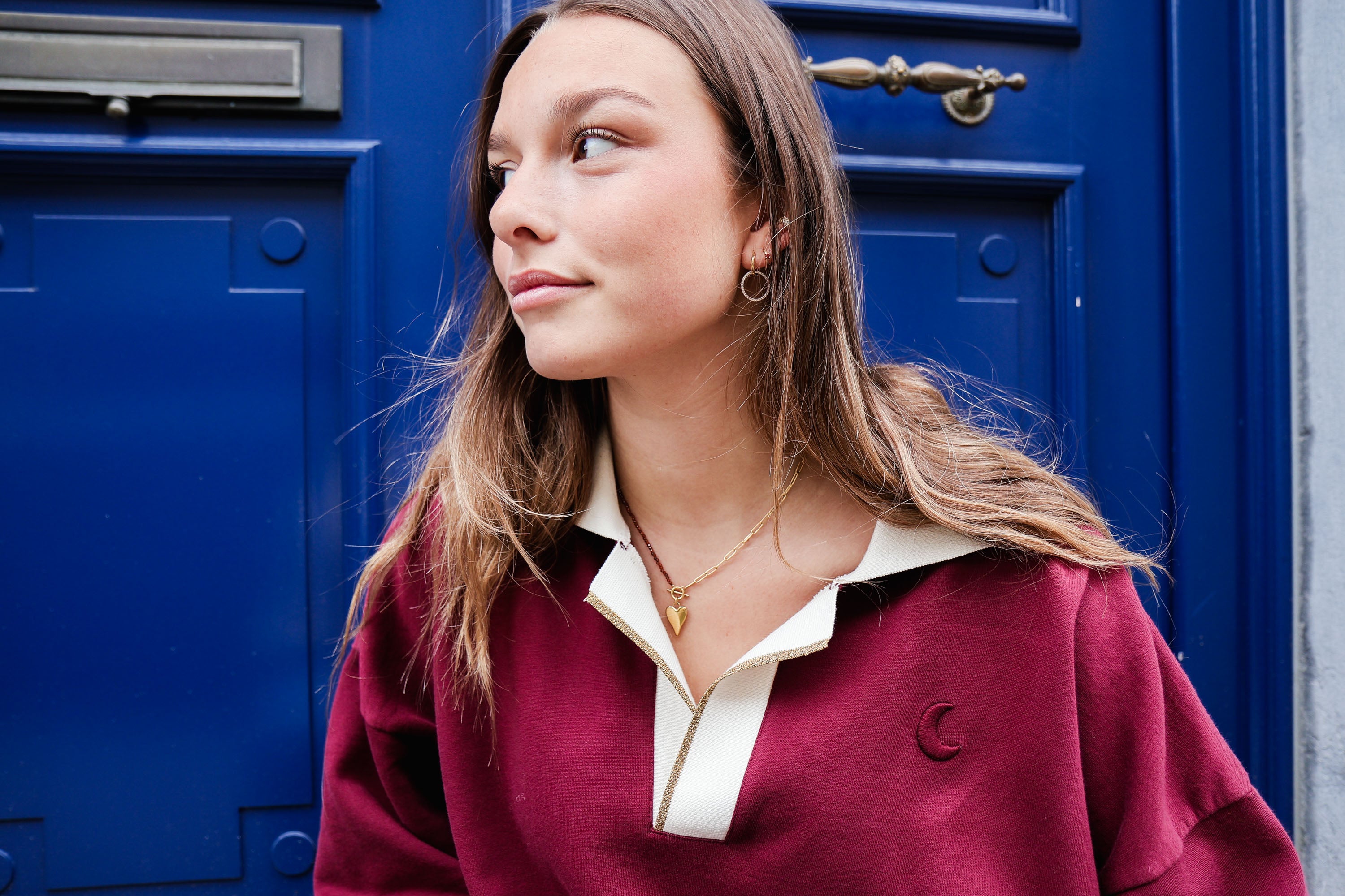 Ella and Rapha Moon felpa polo bordeaux in cotone