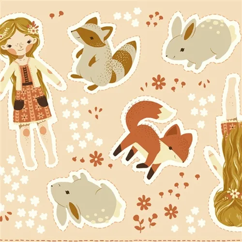 Birch Fabrics Acorn Trail pannello tessuto bambole bio