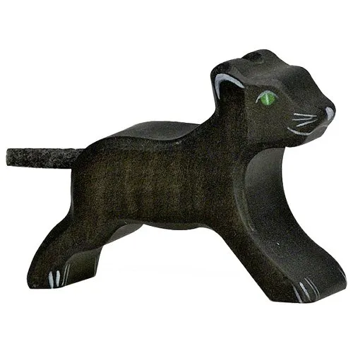 Holztiger Pantera nera piccola figura legno 7 cm