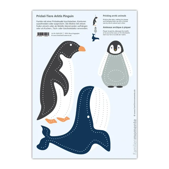 Cartolina A5 da punzonare pinguini carta riciclata