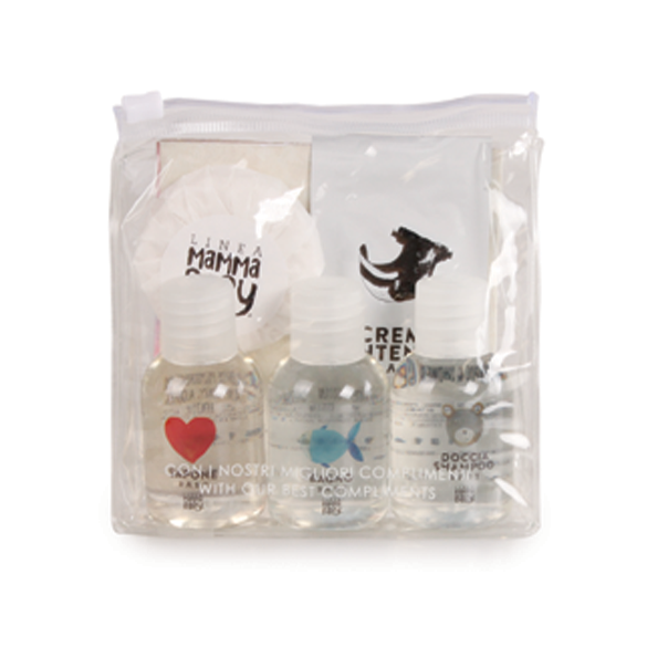 MammaBaby Linea cortesia set viaggio pochette e pantofole