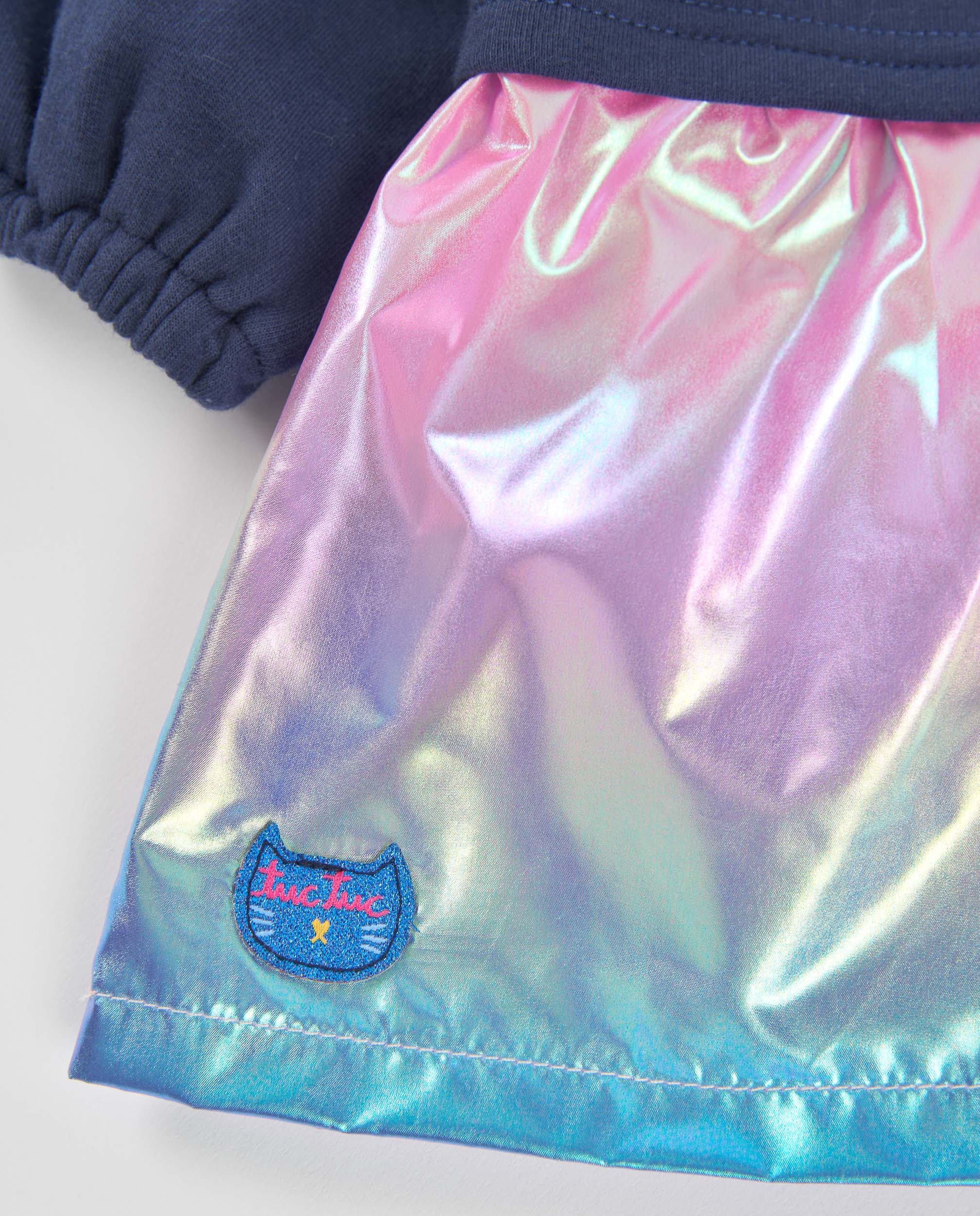 Tuc Tuc vestito pile bimba blu gatto arcobaleno