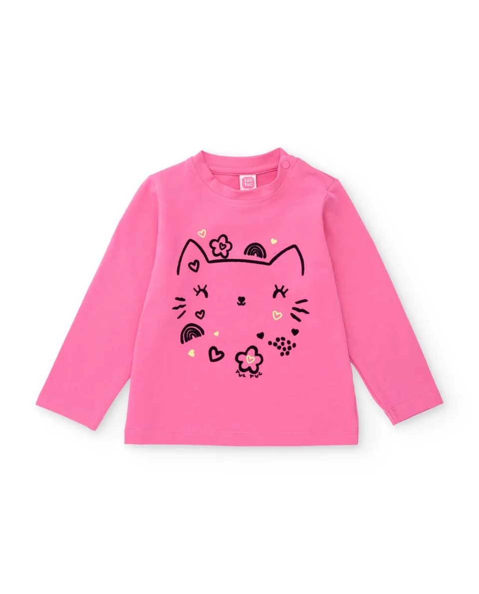 Tuc Tuc Meow Meow maglia bambina rosa gatto manica lunga