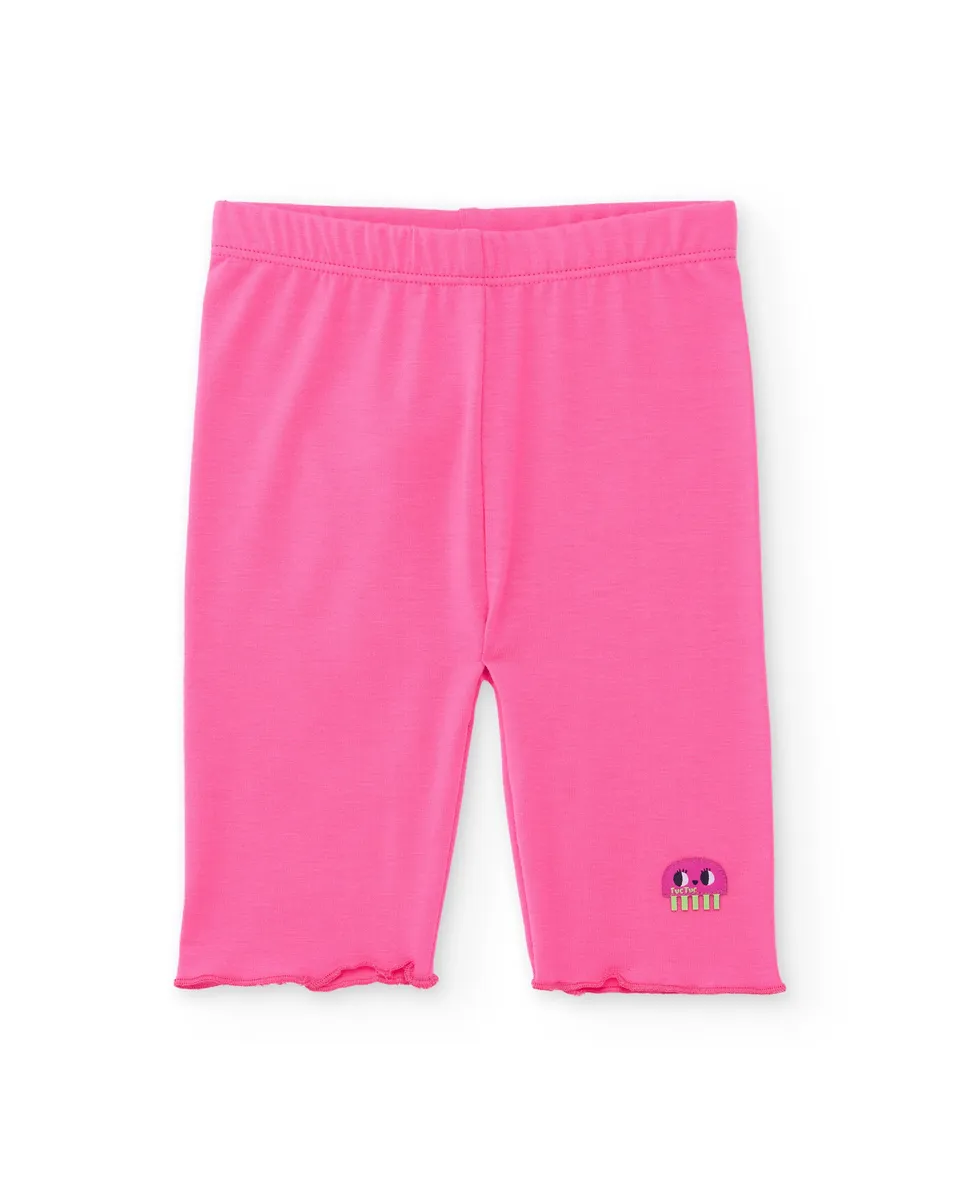Tuc Tuc leggings bambina rosa con ricamo