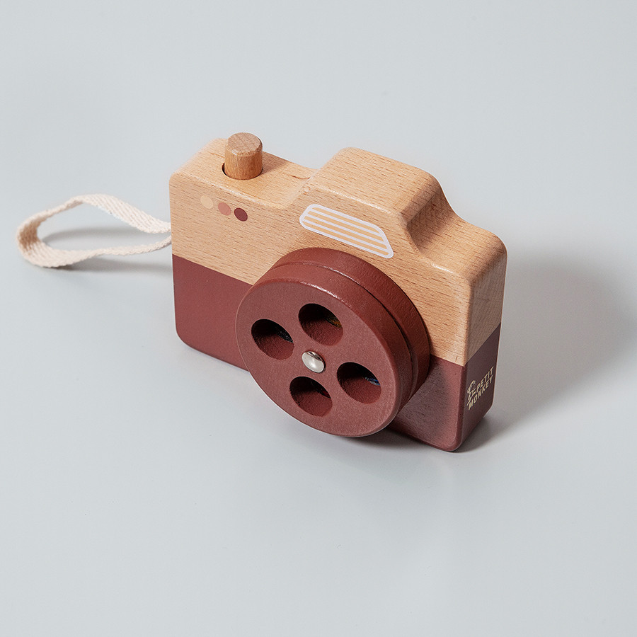 Petit Monkey Macchina Fotografica legno marrone 11 cm
