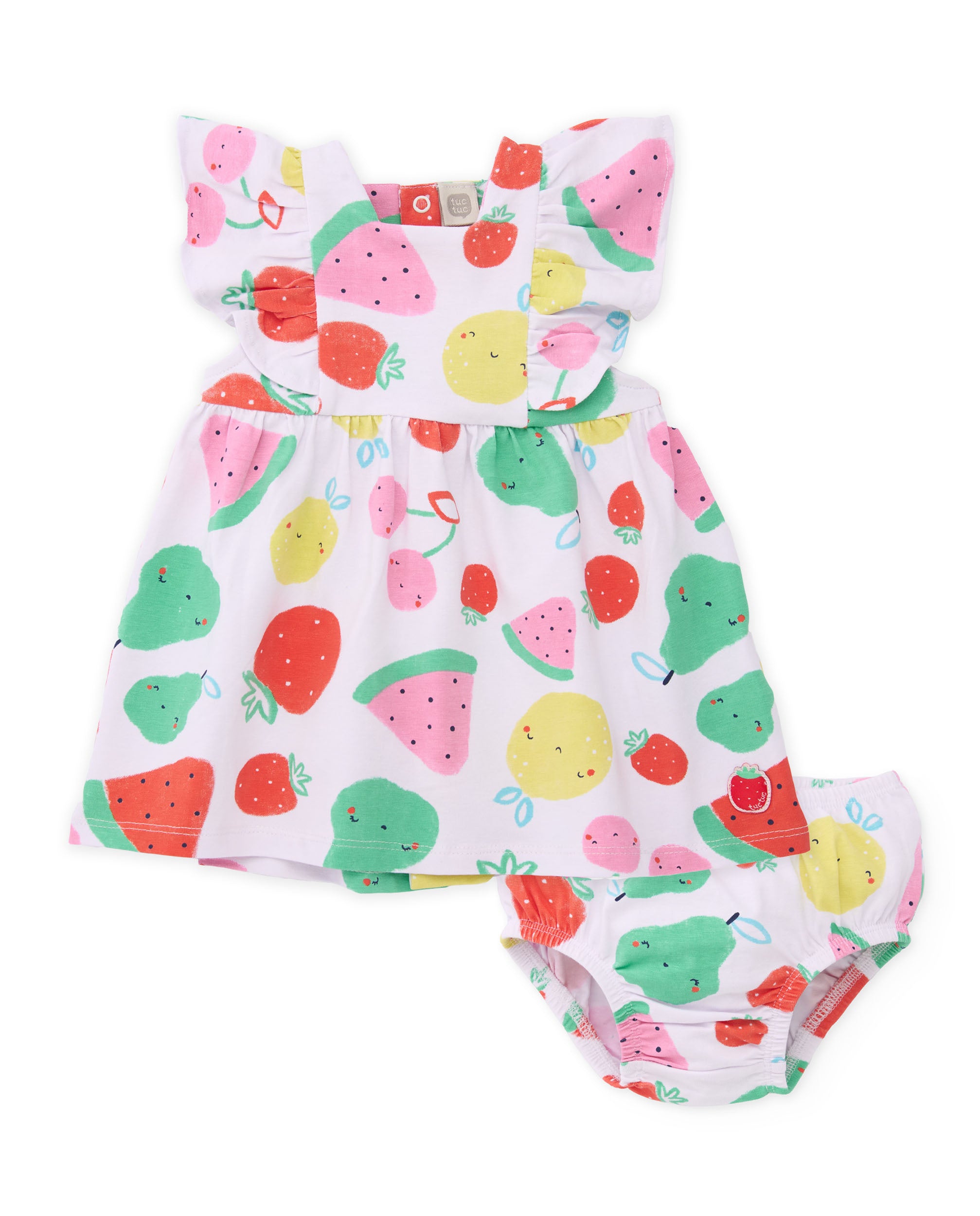 Tuc Tuc vestito neonata frutta bianco con culottina