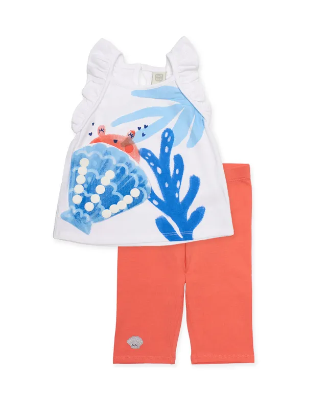 Tuc Tuc completo bambina top e leggings mare bianco giallo