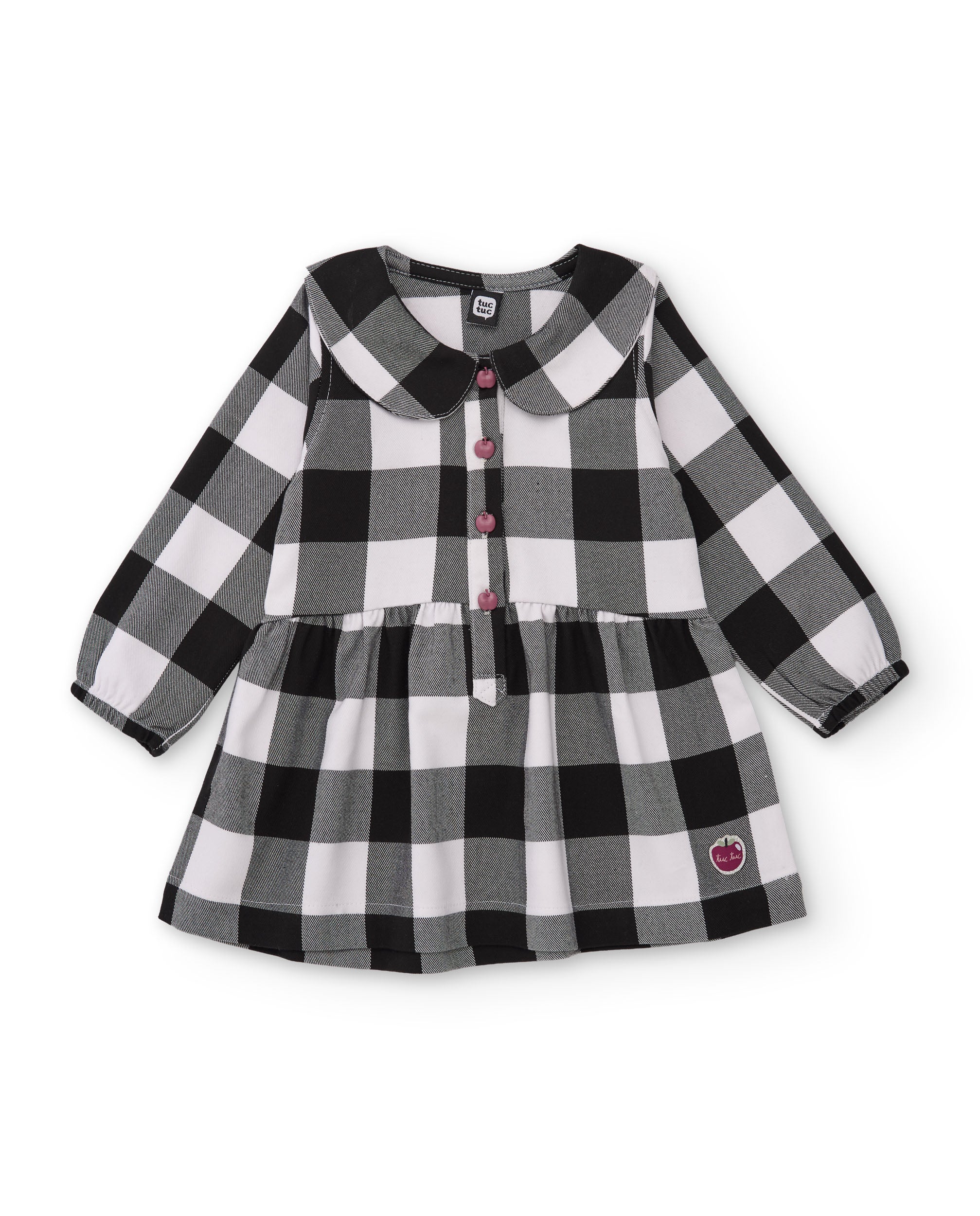 Tuc Tuc vestito bambina quadri grigio scuro manica lunga