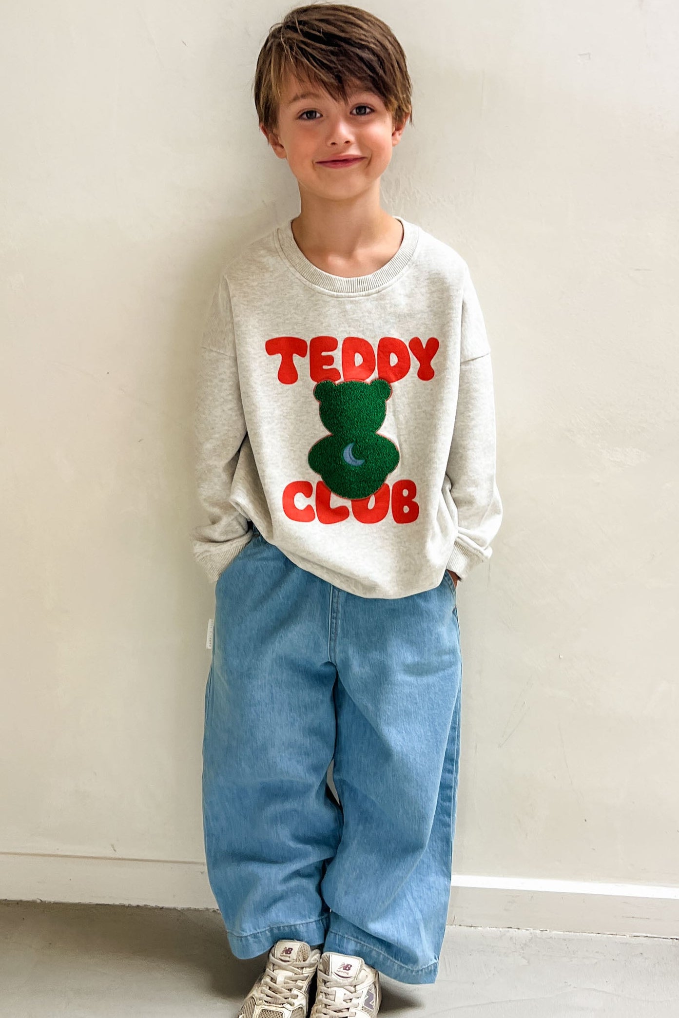 Ella and Rapha Teddy Club felpa grigia bambino cotone