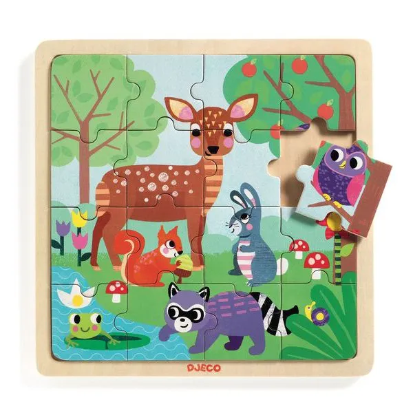Djeco Forest puzzle legno cornice 16 pezzi