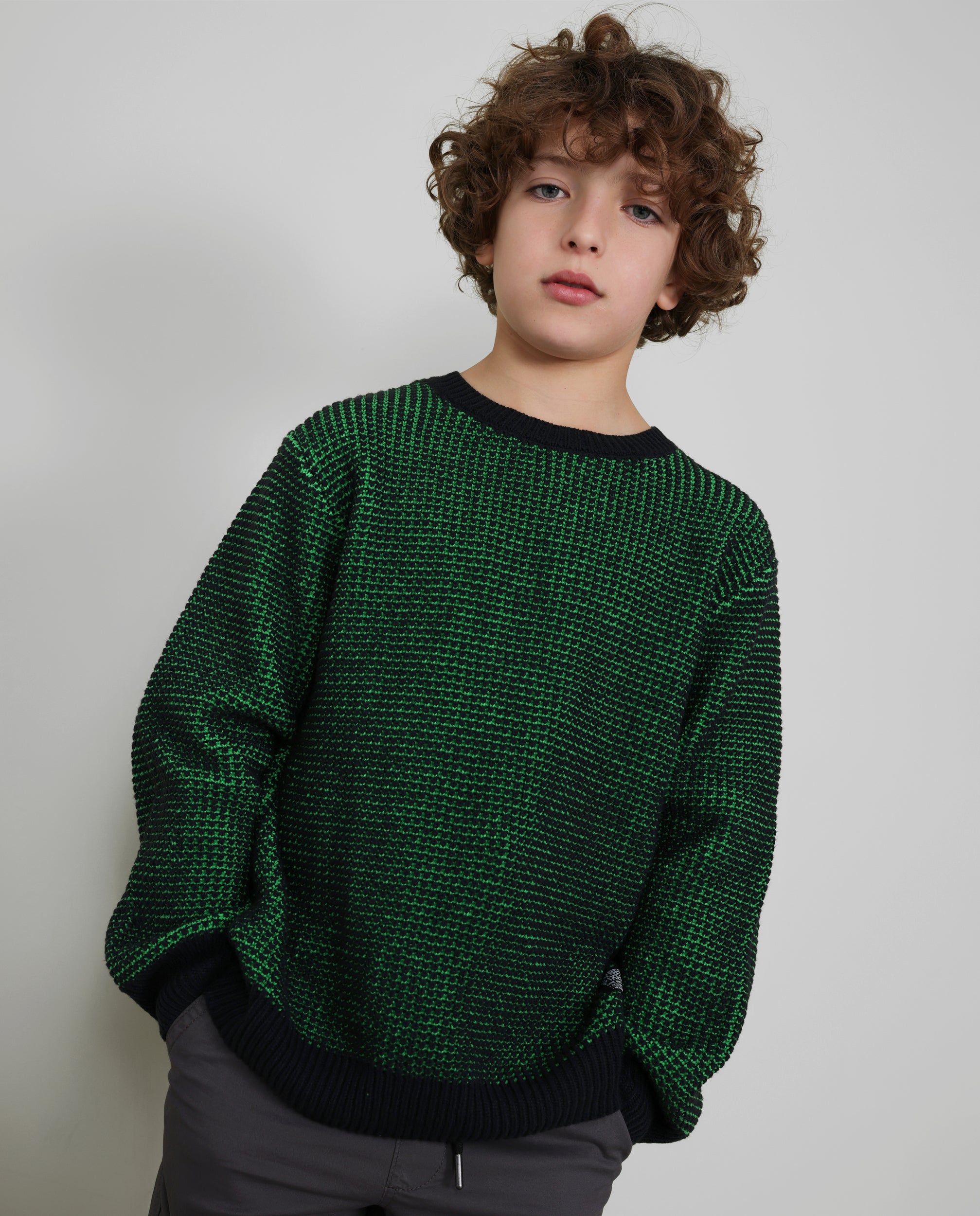 Tuc tuc maglione bambino girocollo verde maglia calda