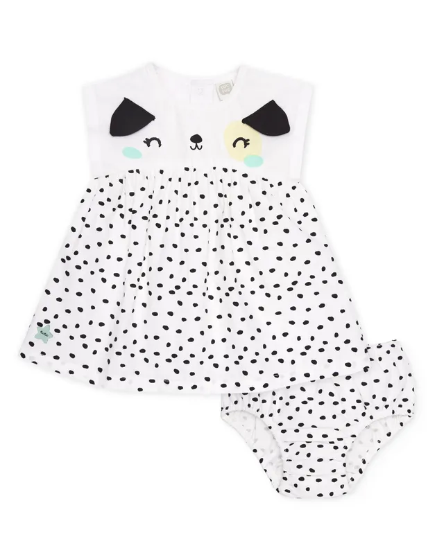 Tuc Tuc vestito neonata pois bianco con mutandina
