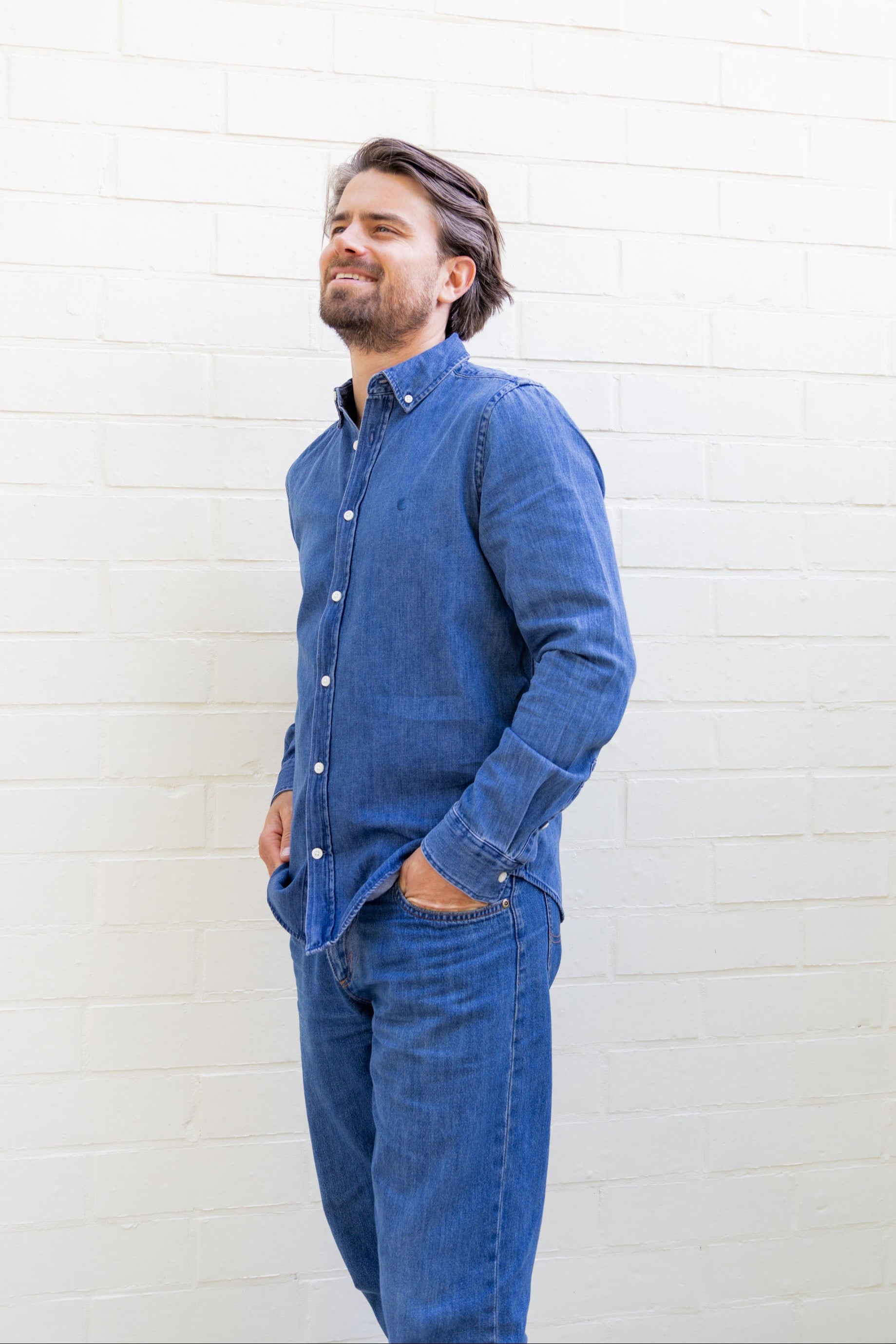 Ella and Rapha Moon camicia uomo denim blu leggera