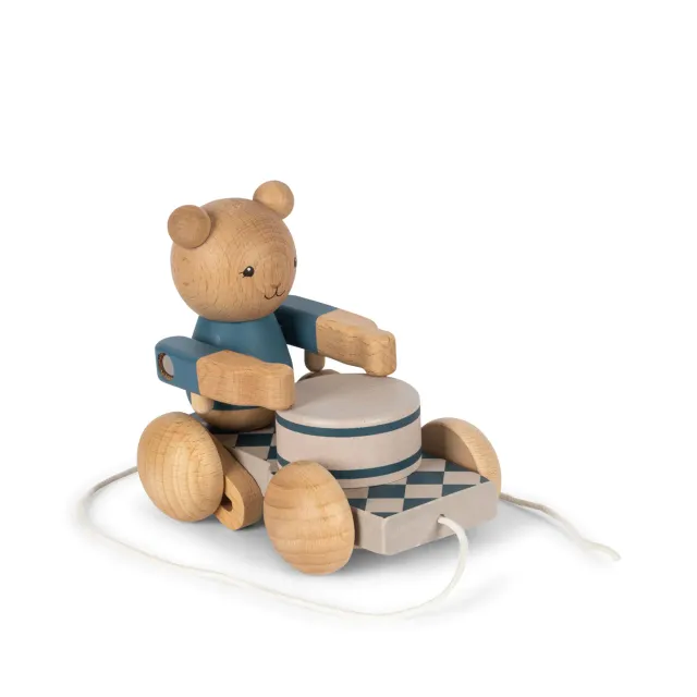Konges Sløjd Orso Tamburino gioco da tirare in legno