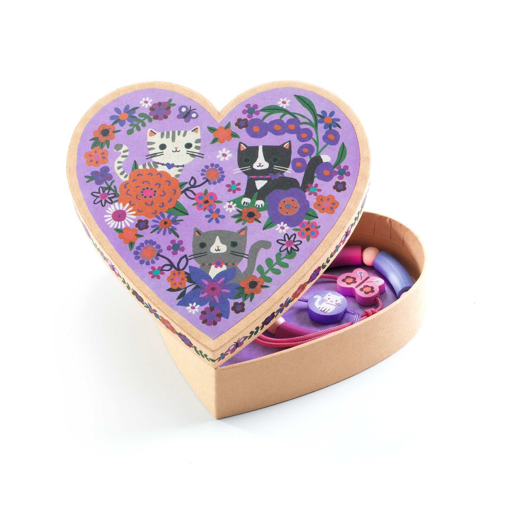 Djeco Tara cofanetto cuore kit 3 braccialetti gatto