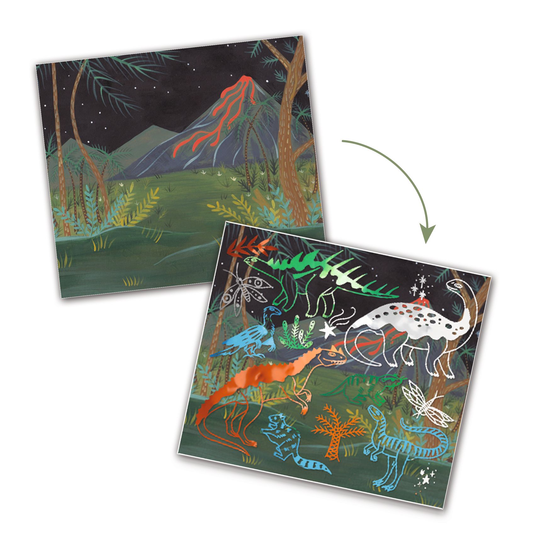 Djeco Artistic Patch Dinosaurus set artistico 12 quadretti