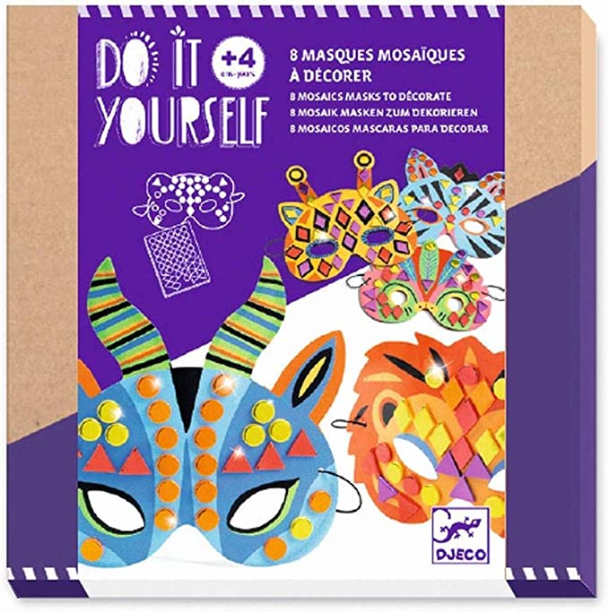 Djeco Do It Yourself Maschere Animali mosaico 8 pz