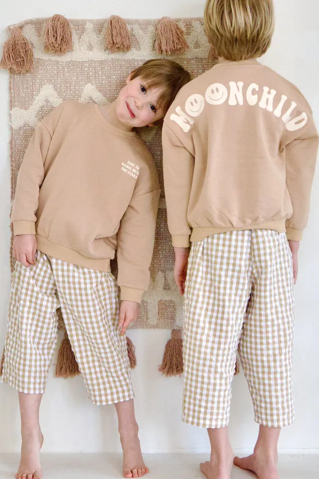Ella and Rapha Moonchild felpa bimbo beige cotone morbido