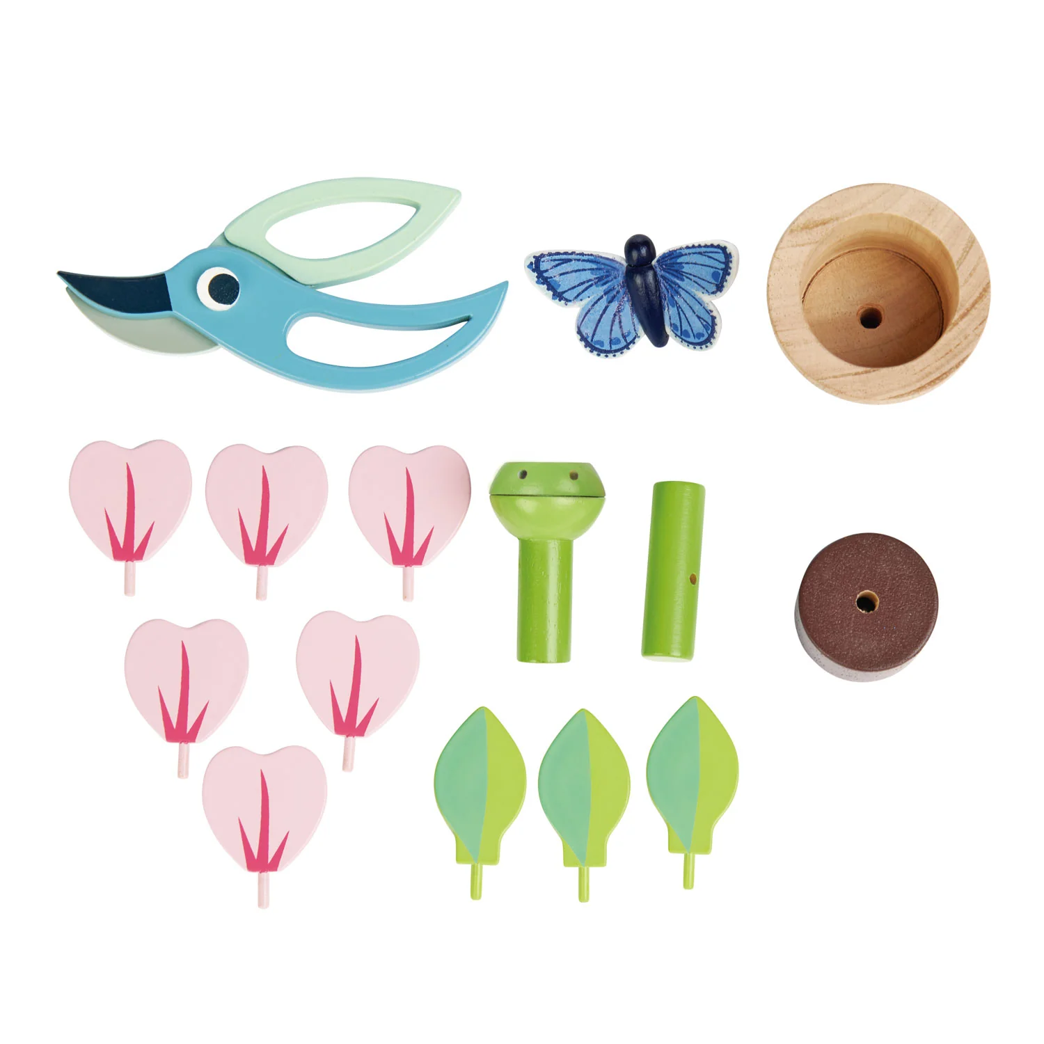 Tender Leaf Blossom Flowerpot Set Gioco Giardiniere Legno