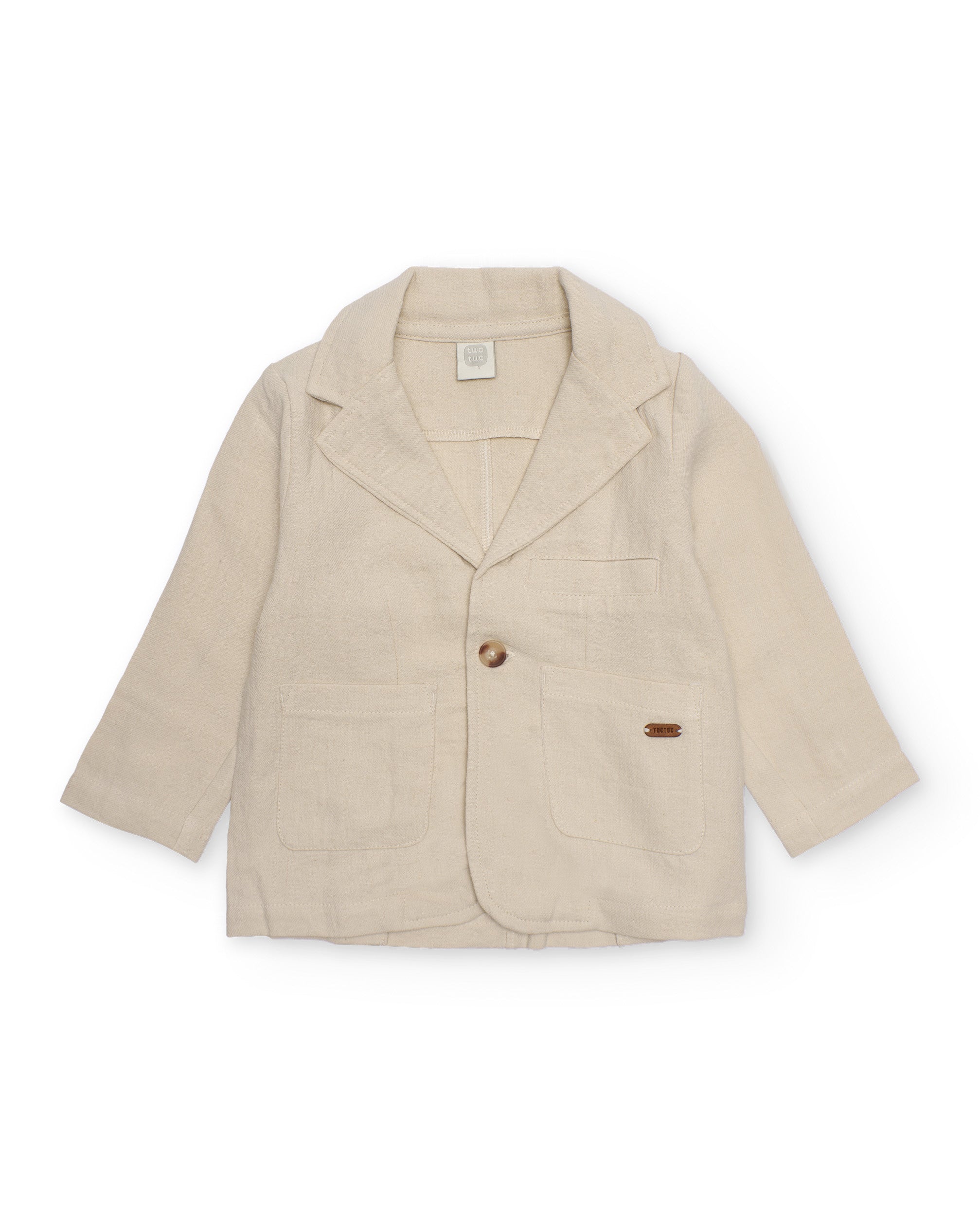 Tuc Tuc blazer bambino beige monopetto con risvolti