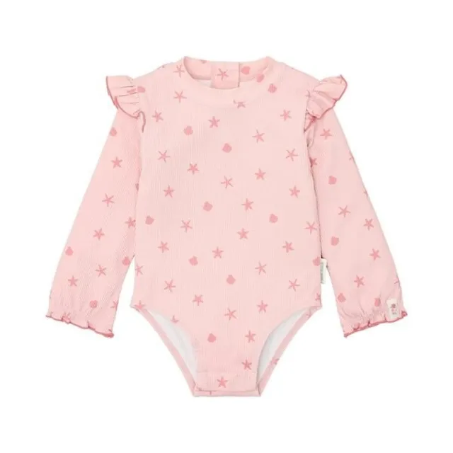 Little Dutch costume bimba maniche lunghe rosa conchiglie UPF40+