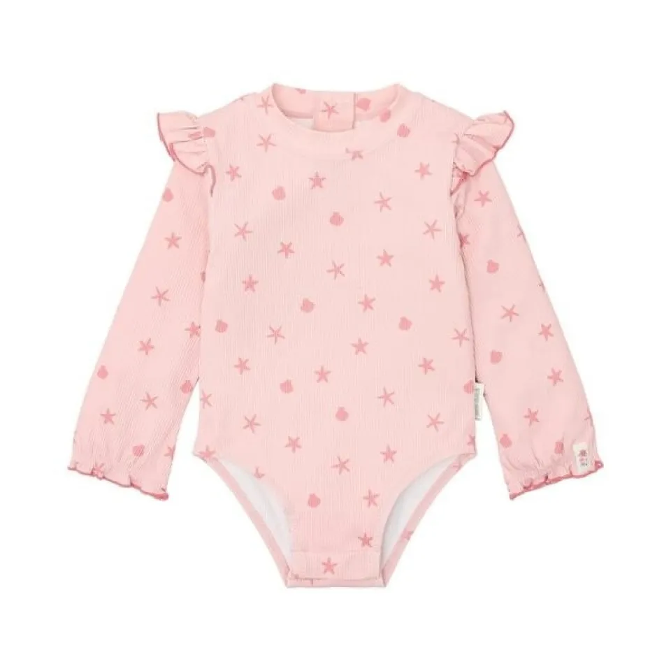 Little Dutch costume bimba maniche lunghe rosa conchiglie UPF40+