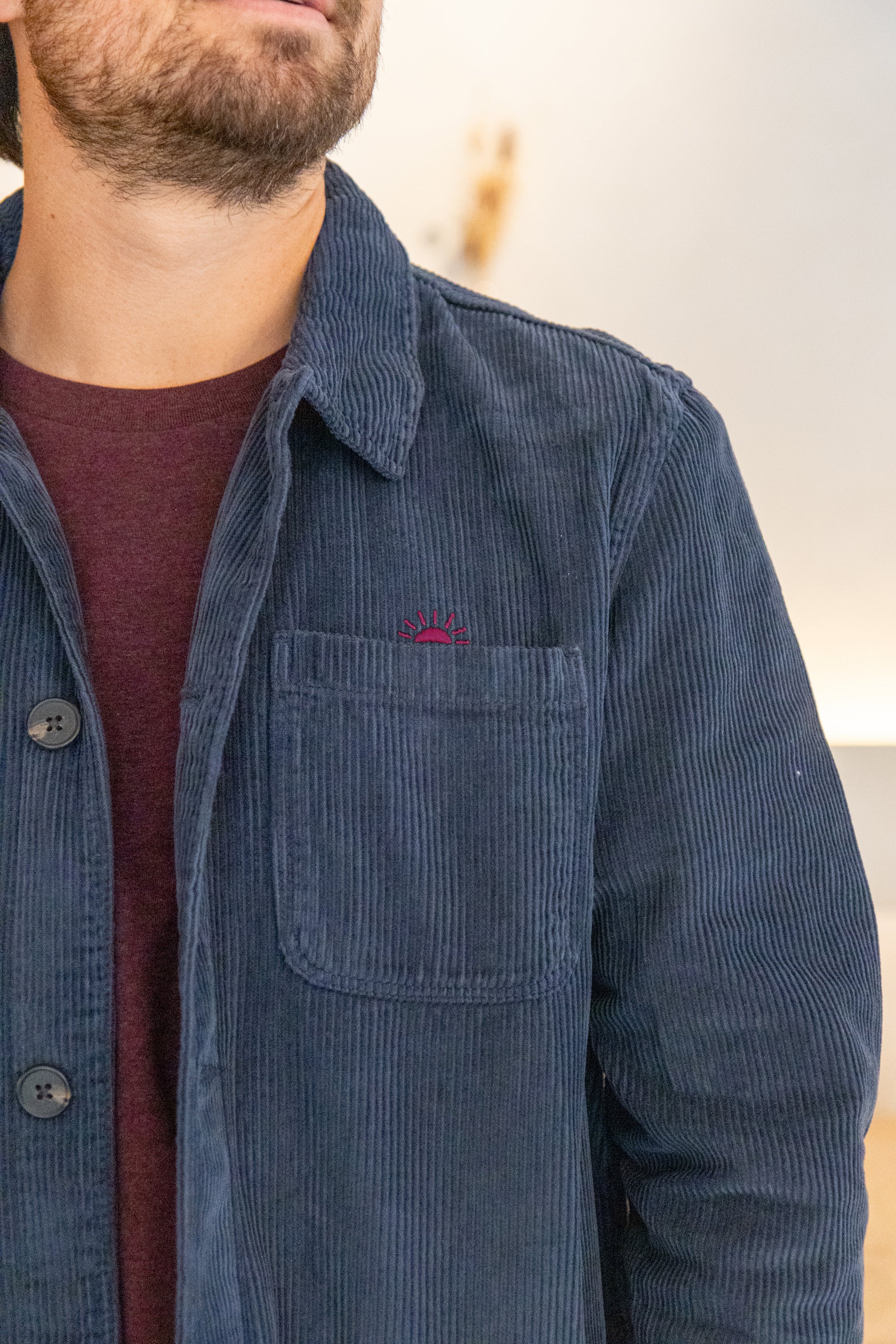 Ella and Rapha SUNRISE camicia uomo blu in velluto