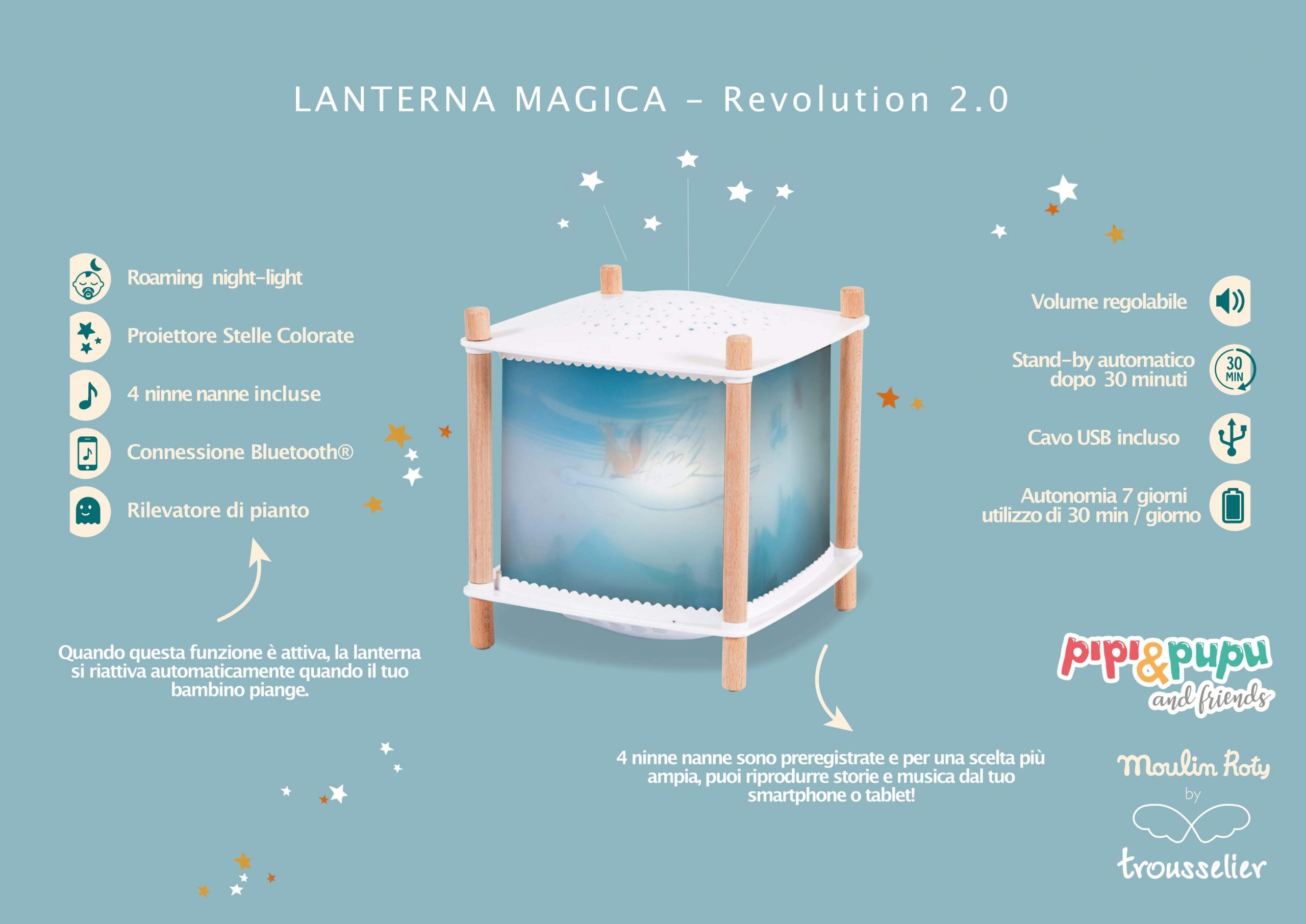 Moulin Roty Sous mon Baobab Révolution 2.0 lampada stelle bluetooth