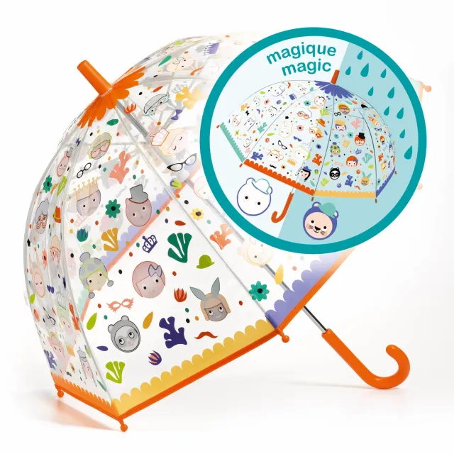 Djeco Faces ombrello bambino trasparente 70 cm