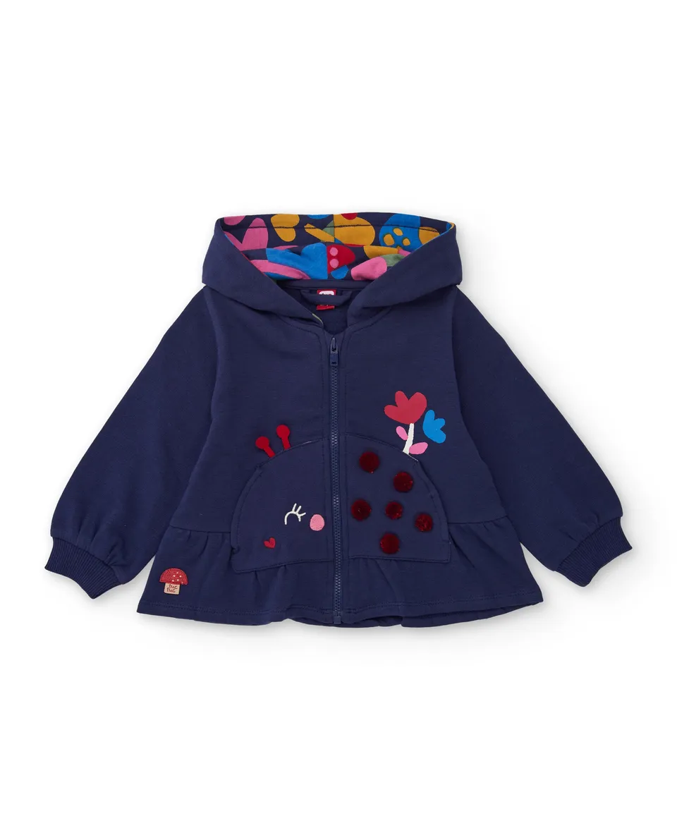 Tuc Tuc felpa bambina blu zip cappuccio pile