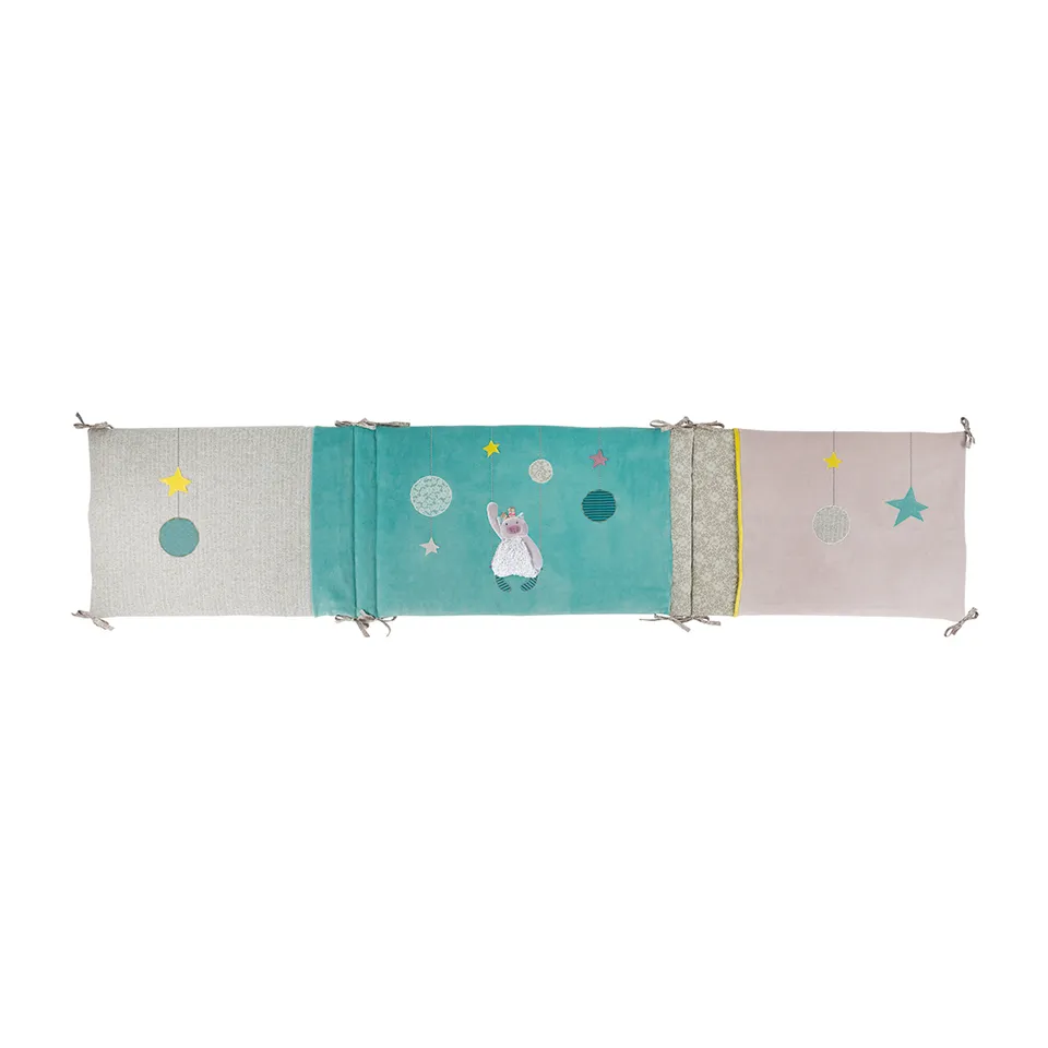 Moulin Roty Les Pachats paracolpi lettino 190x42 grigio turchese
