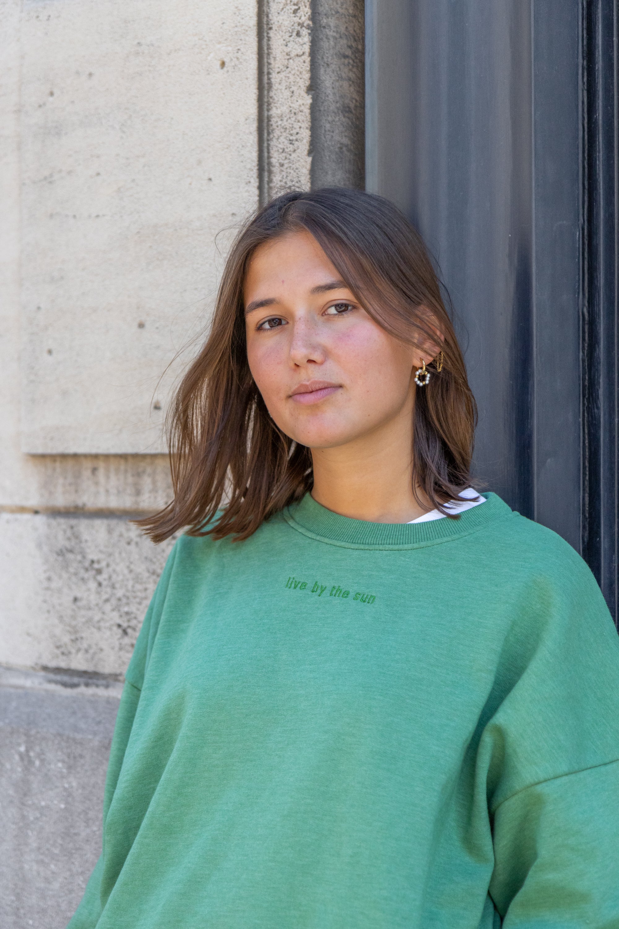 Ella and Rapha Live by the Sun felpa verde loose fit donna