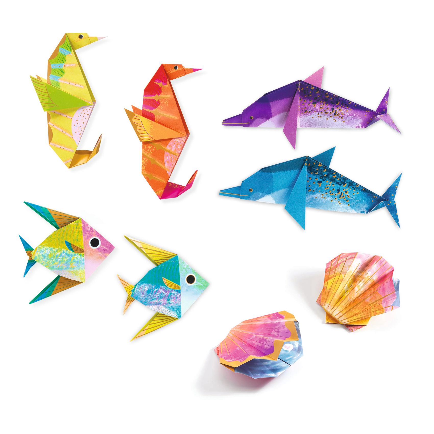Djeco Origami Sea Creatures set origami 24 fogli oro