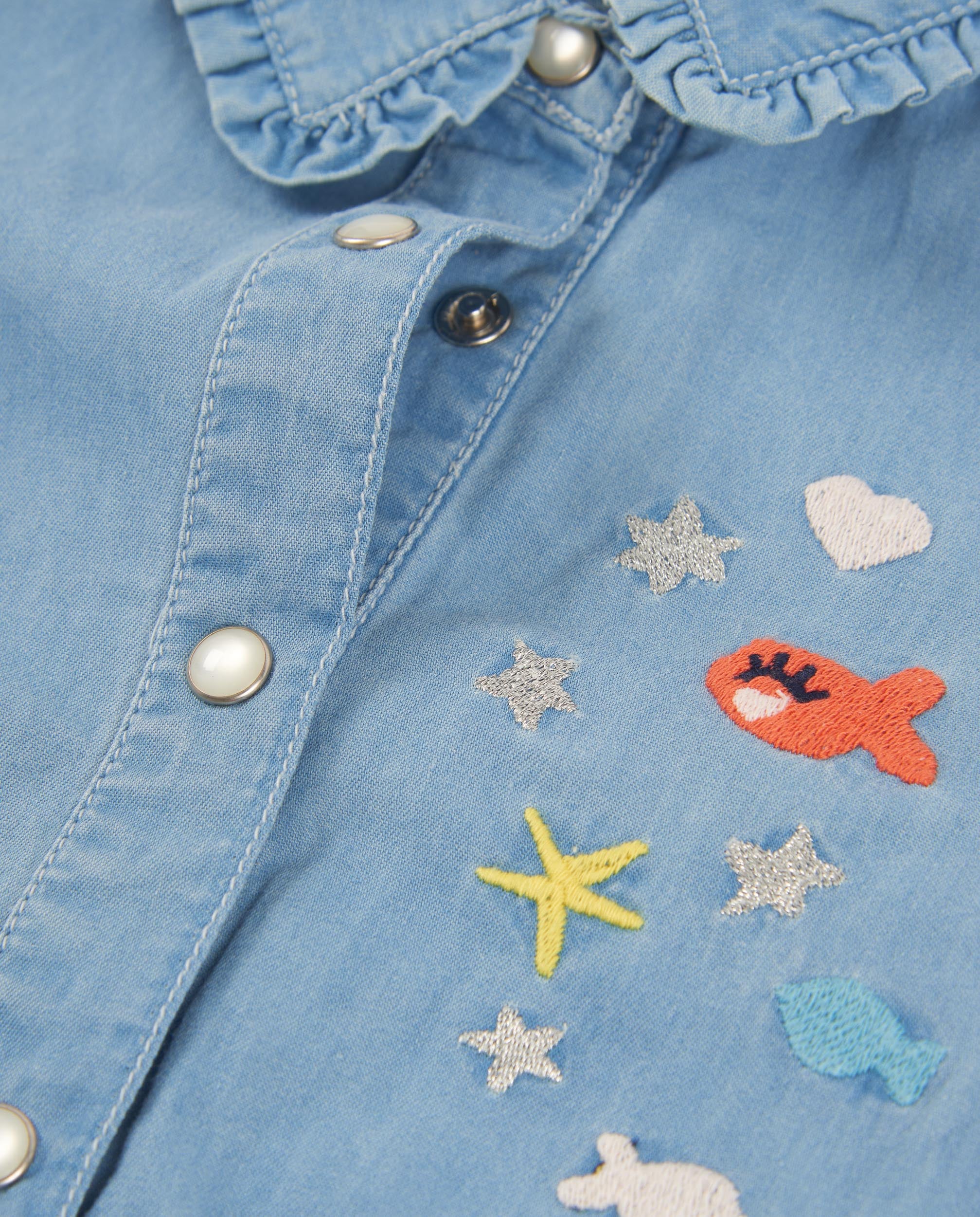 Tuc Tuc camicia bambina jeans ricamo marino