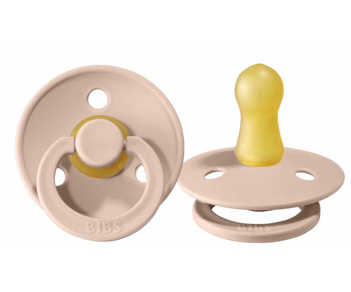 BIBS Round ciuccio caucciù 0-6 mesi pack 2 ivory blush