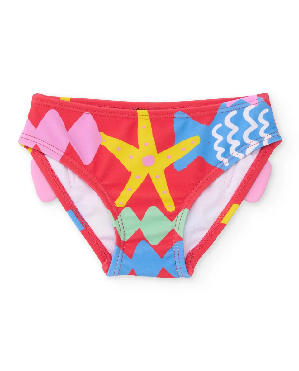 Tuc Tuc slip costume bambina rosso pesci