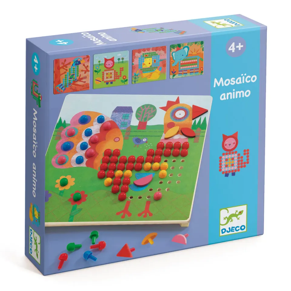 Djeco Animo gioco chiodini mosaico legno 230 perni