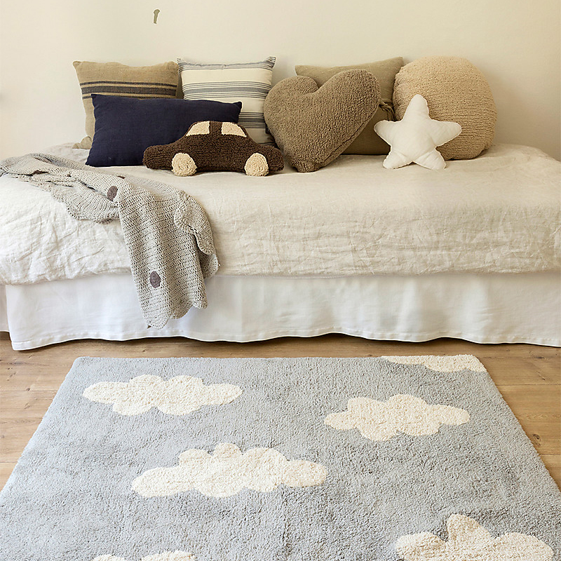 Lorena Canals Nuvole tappeto lavabile grigio cotone 120x160
