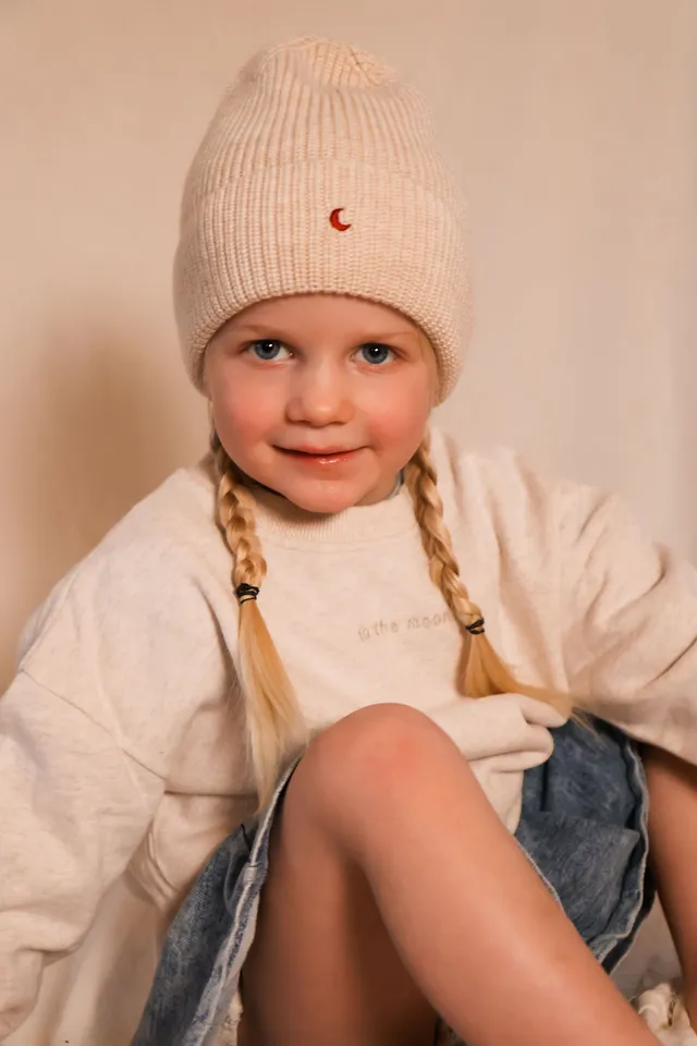 Ella and Rapha Moon Beanie berretto bimbo beige lana
