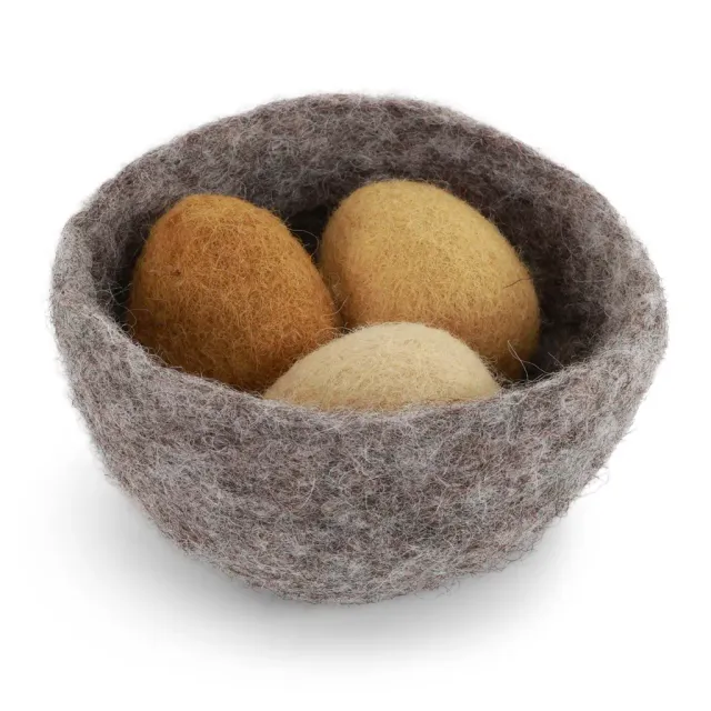 Gry & Sif set nido e 3 ovetti decorazione feltro 9,5 cm