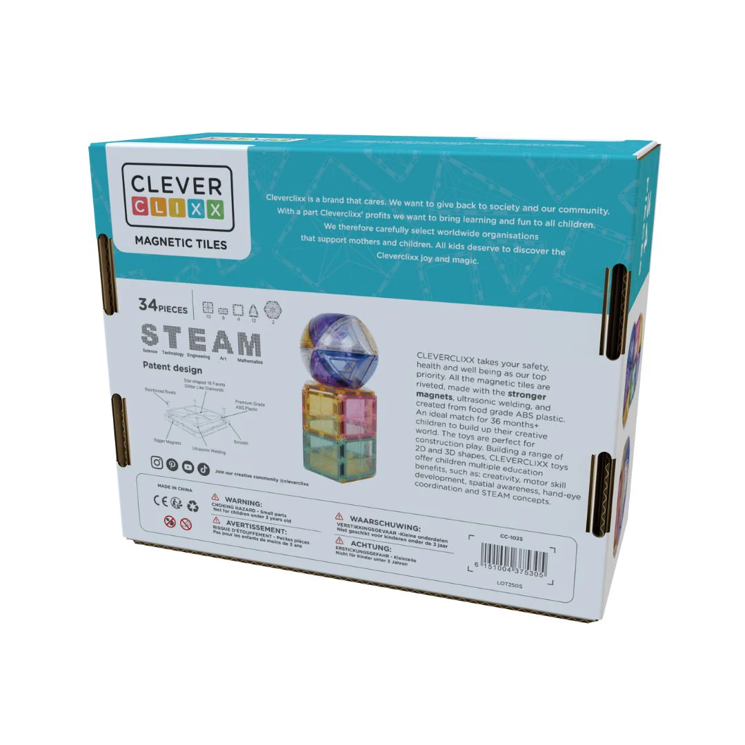 Cleverclixx Curved Dome costruzioni magnetiche 34 pezzi pastel