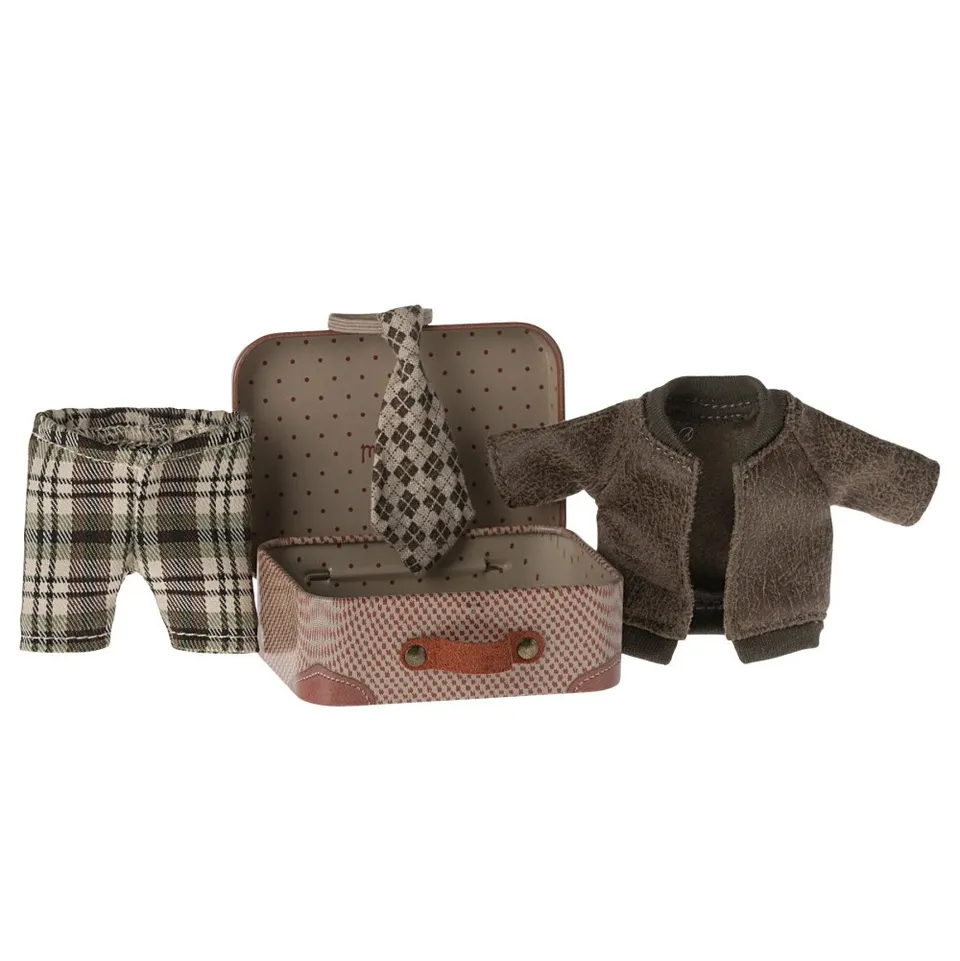 Maileg Nonno Topo Completo Giacca in Valigia Cotone